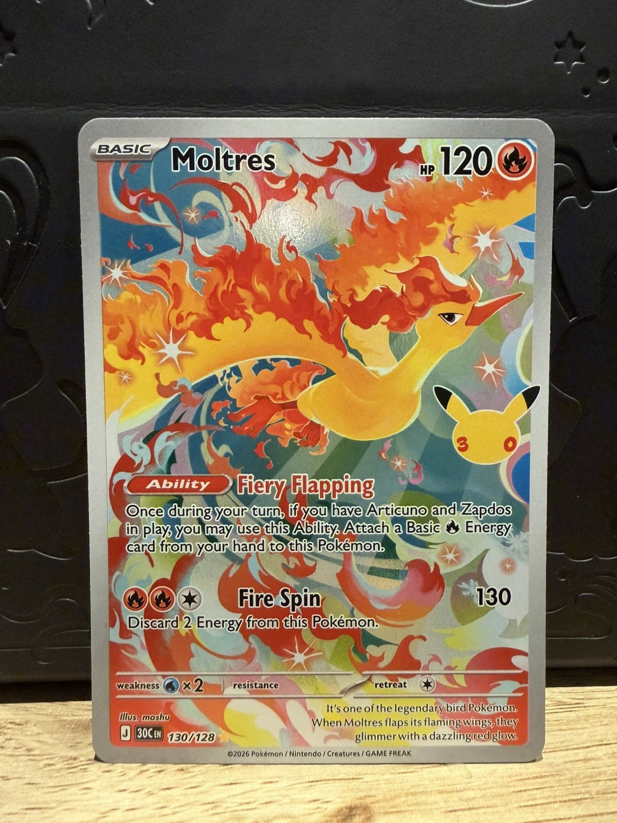 Moltres 130/128 Me: 30th Celebration Holo