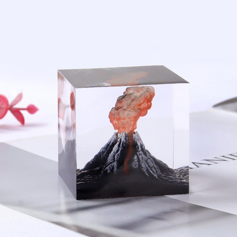 3D Mini Lava Lamp Volcano Eruption Decoration Night Lamp Resin Night Lamp 