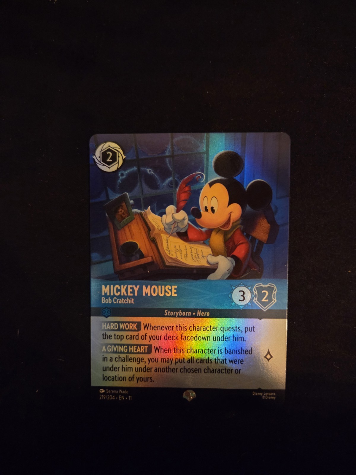Disney Lorcana Winterspell Mickey Mouse Bob Cratchit 219/204 Epic Foil 