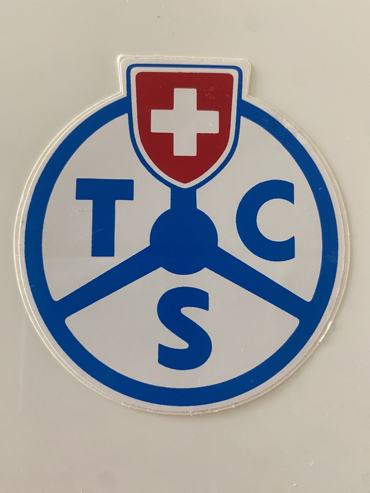 Adhesive Sticker - TCS - Touring Club Switzerland -  Vintage 80s Original decal