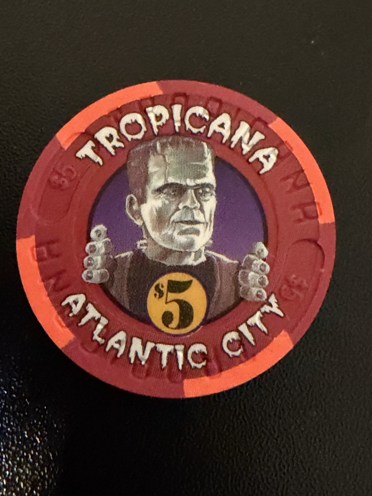 $5 Tropicana Atlantic City Halloween 1996 Frankenstein Casino Chip *** Rare***