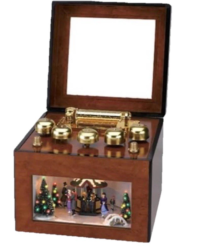 MR CHRISTMAS GOLD LABEL Grand Animated Concertina Illuminated Music Box *RARE*
