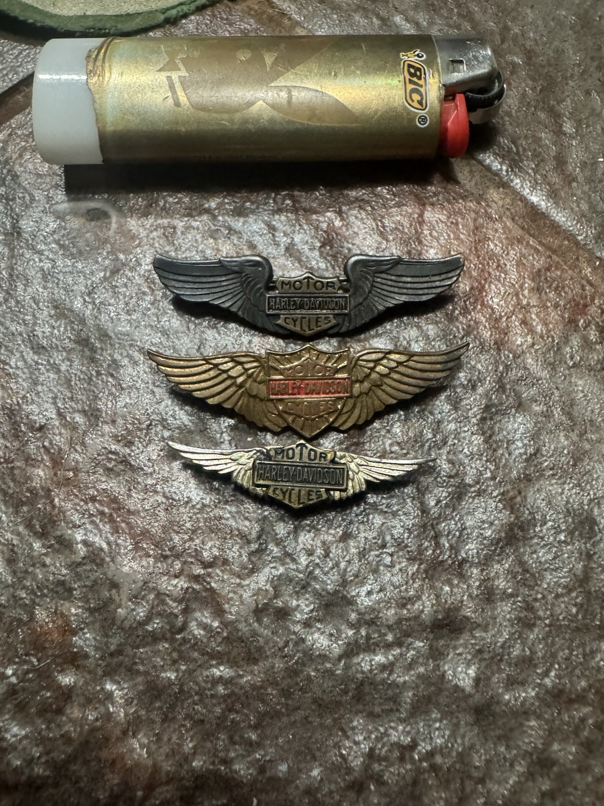 3x Vintage Harley Davidson Motorcycle Pins Early
