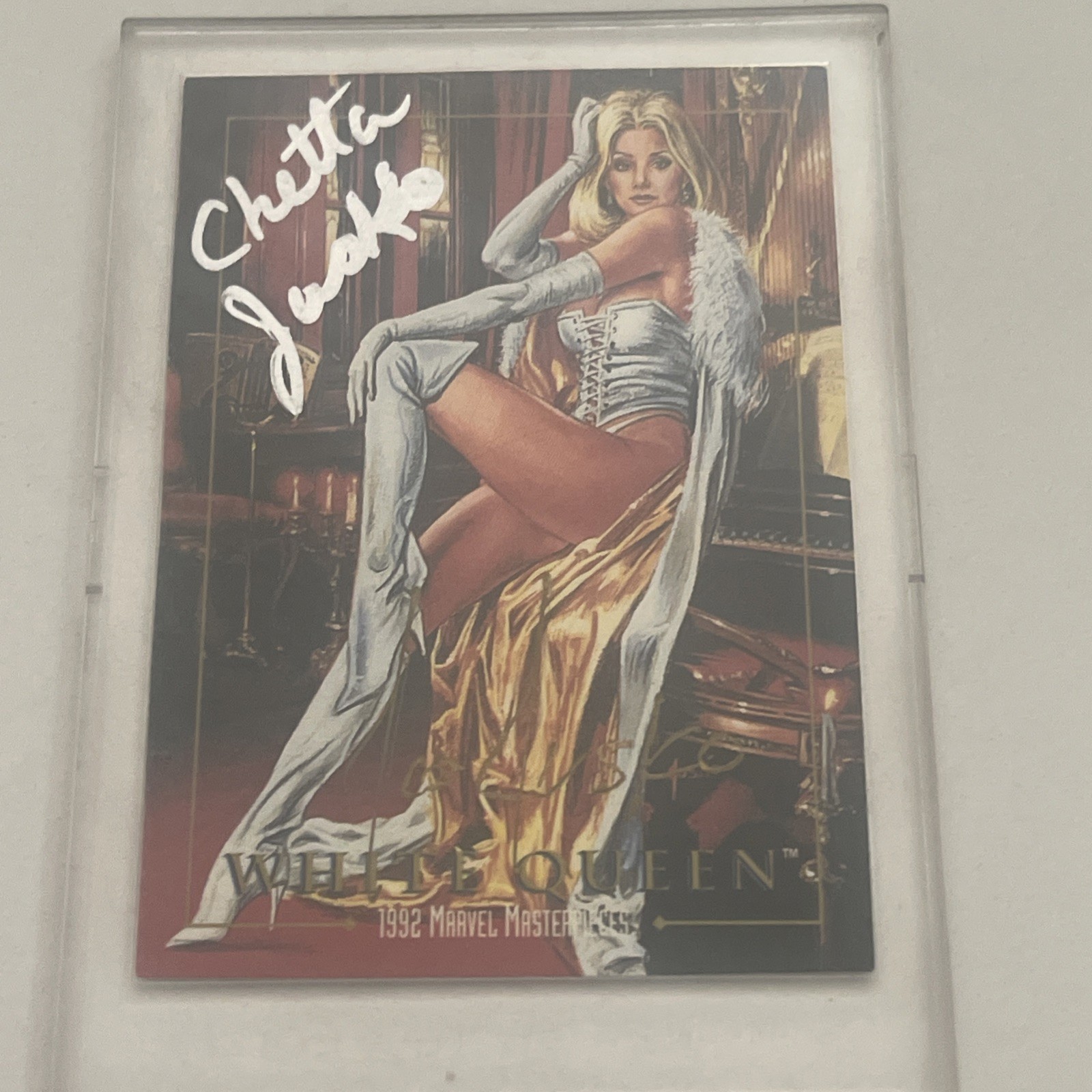 AUTO Skybox 1992 Marvel Masterpieces Card WHITE QUEEN Signed JOE & CHETTA JUSKO