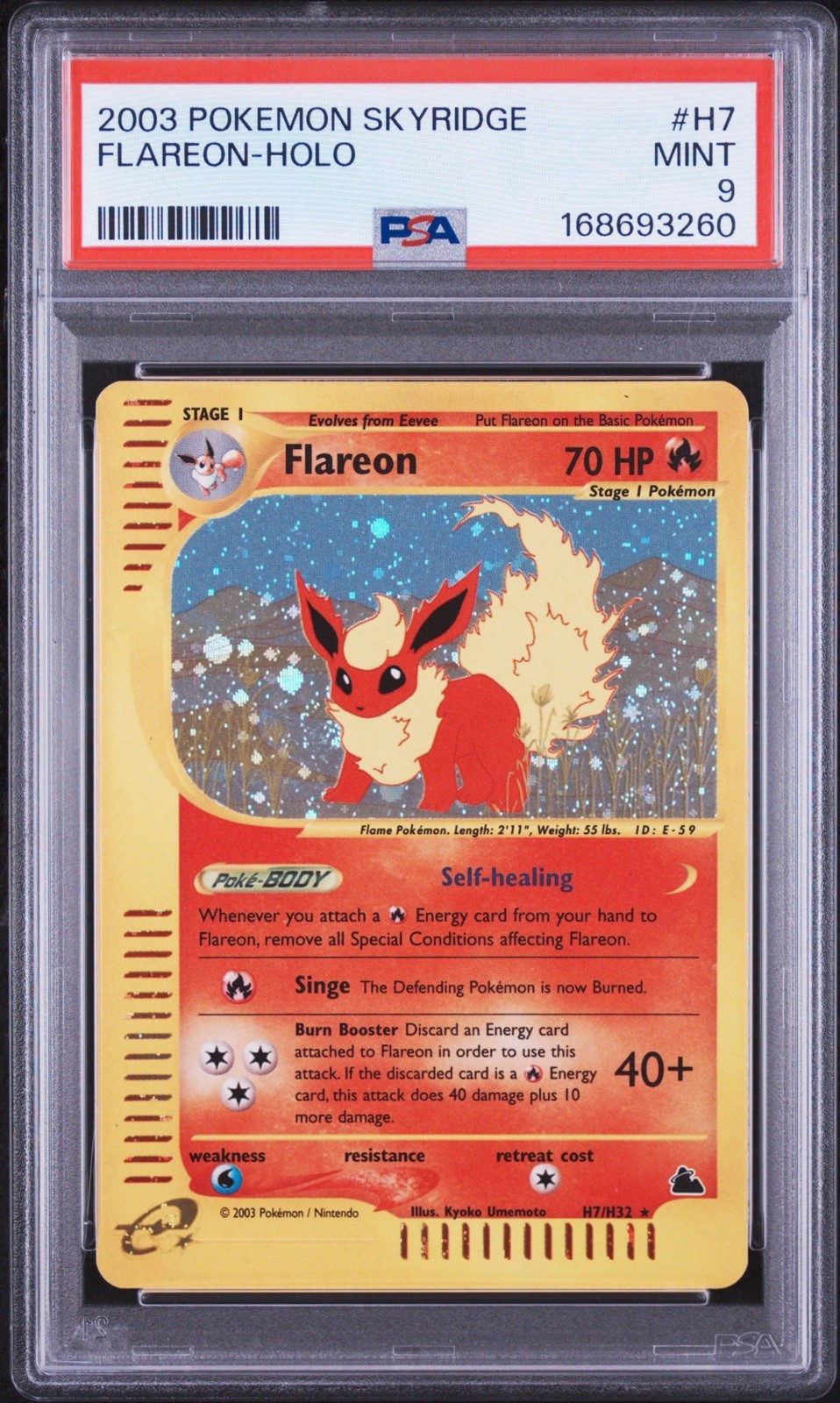 2003 POKEMON SKYRIDGE #H7 FLAREON-HOLO PSA 9 MINT