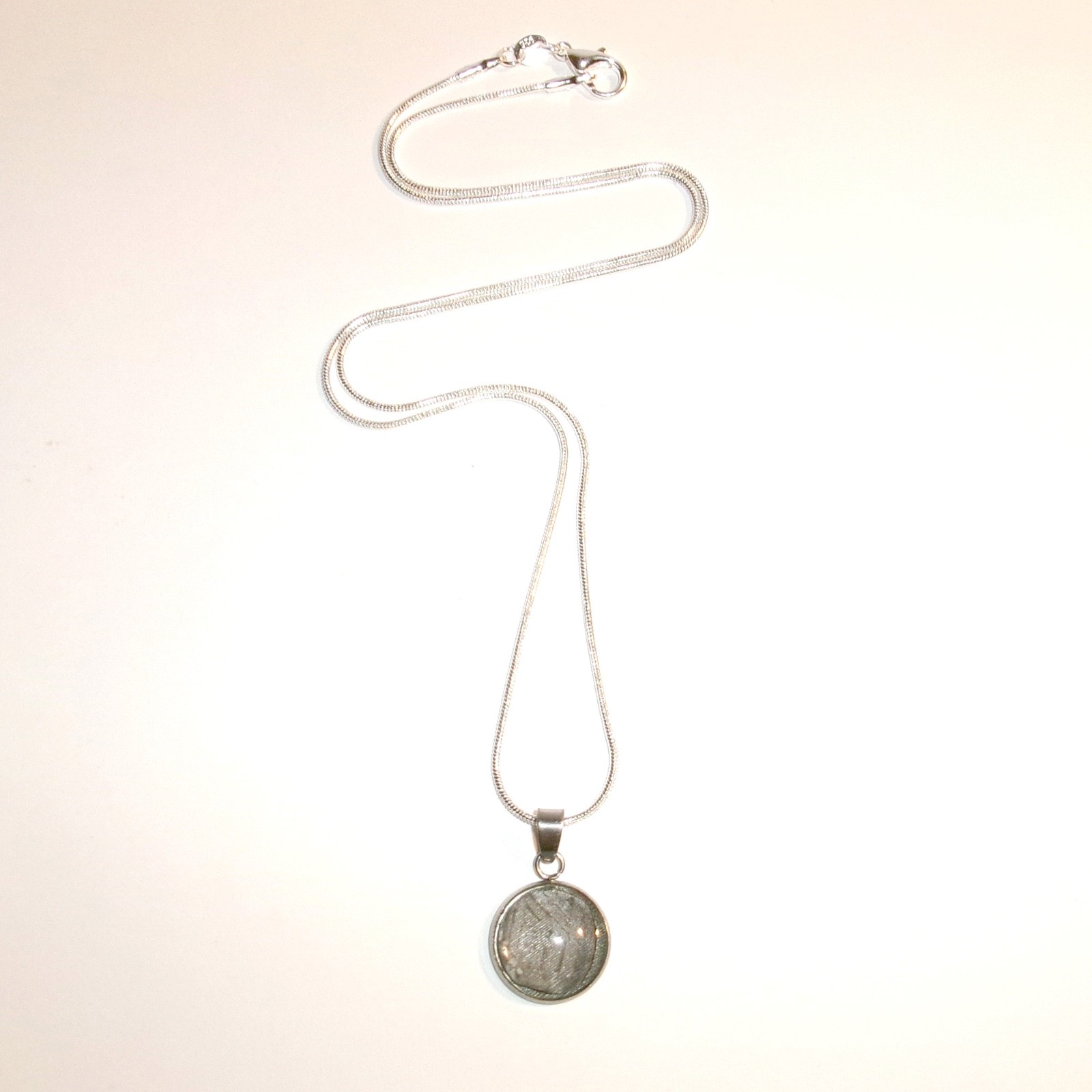 Genuine Meteorite Pendant and 20” Sterling Silver Necklace with COA