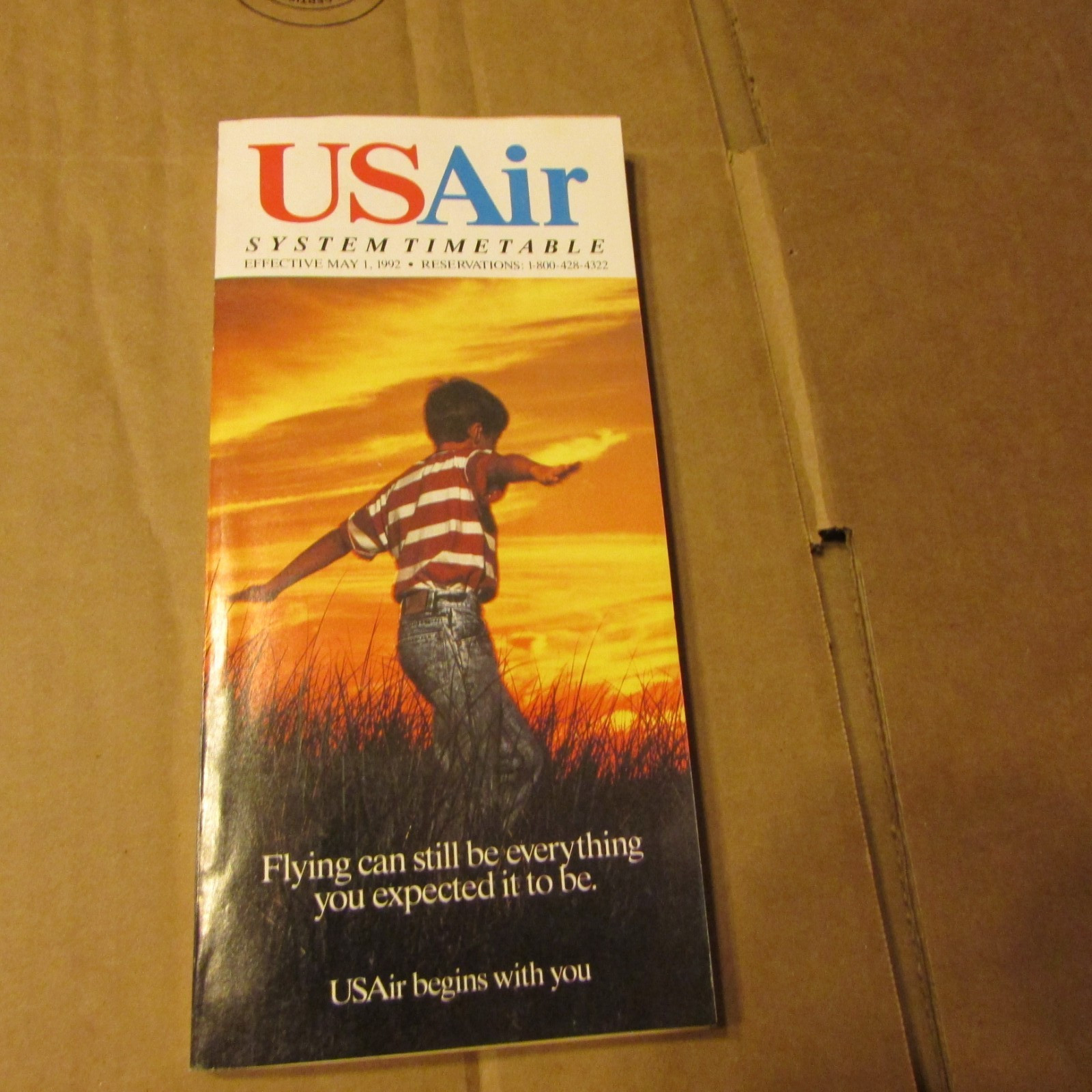 1992 US AIR Airlines System Timetable Book Help the Animals