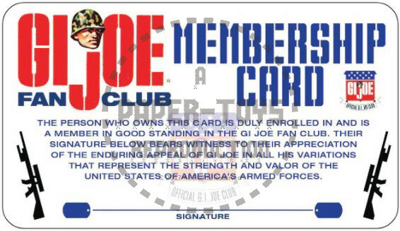 GI JOE FAN CLUB MEMBERSHIP CARD