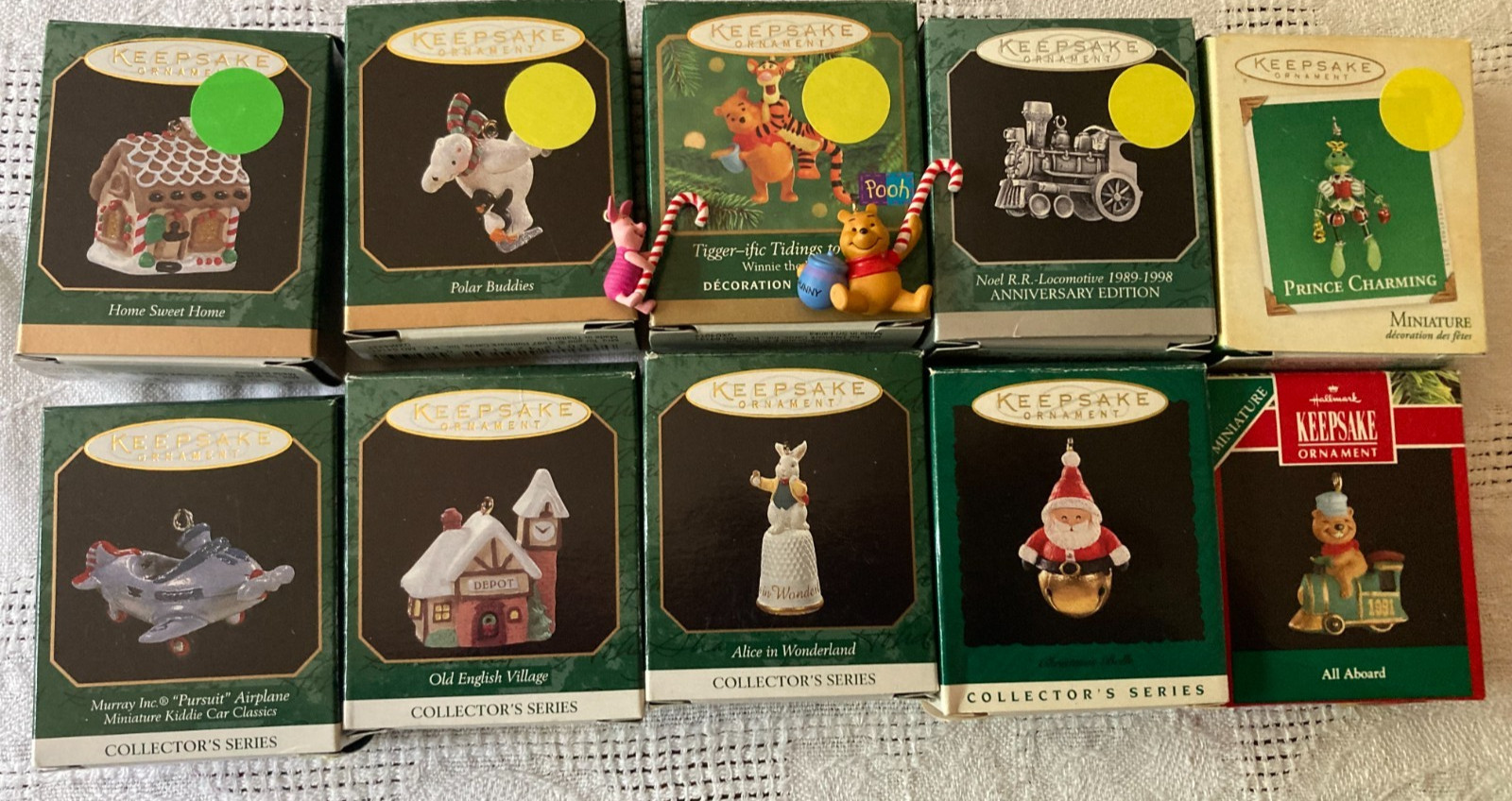 Vintage 1990s Hallmark Keepsake Ornament Miniature Collectors Series Lot of 10