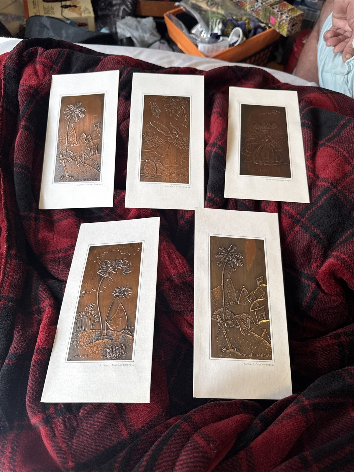 Vintage Copper Cards Greeting Thank You Blank Cobrarte Brazil Artwork 6