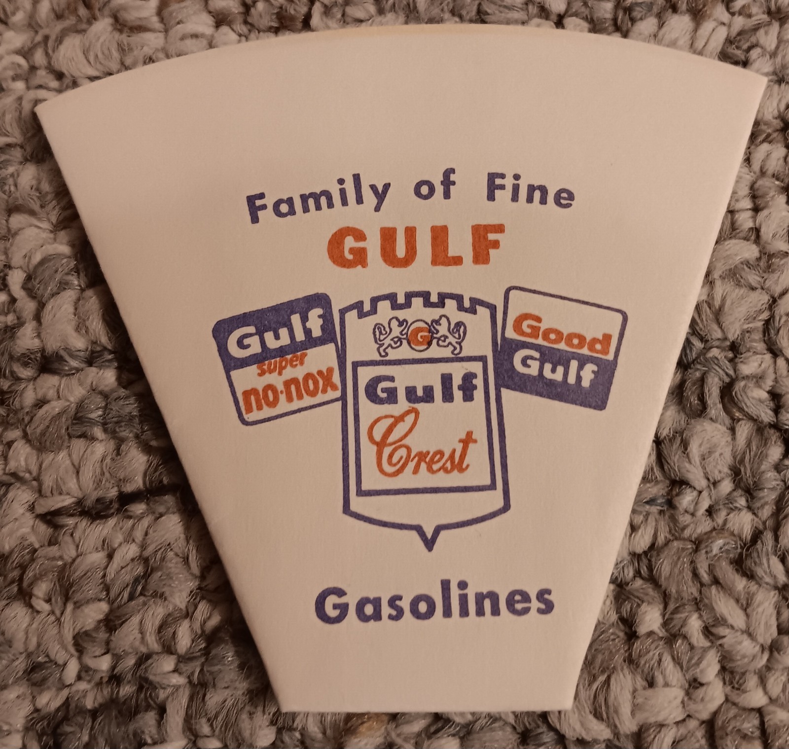 Vintage 1951 Gulf Crest Super No Nox Gas & Oil Service Station Unused Paper Cup