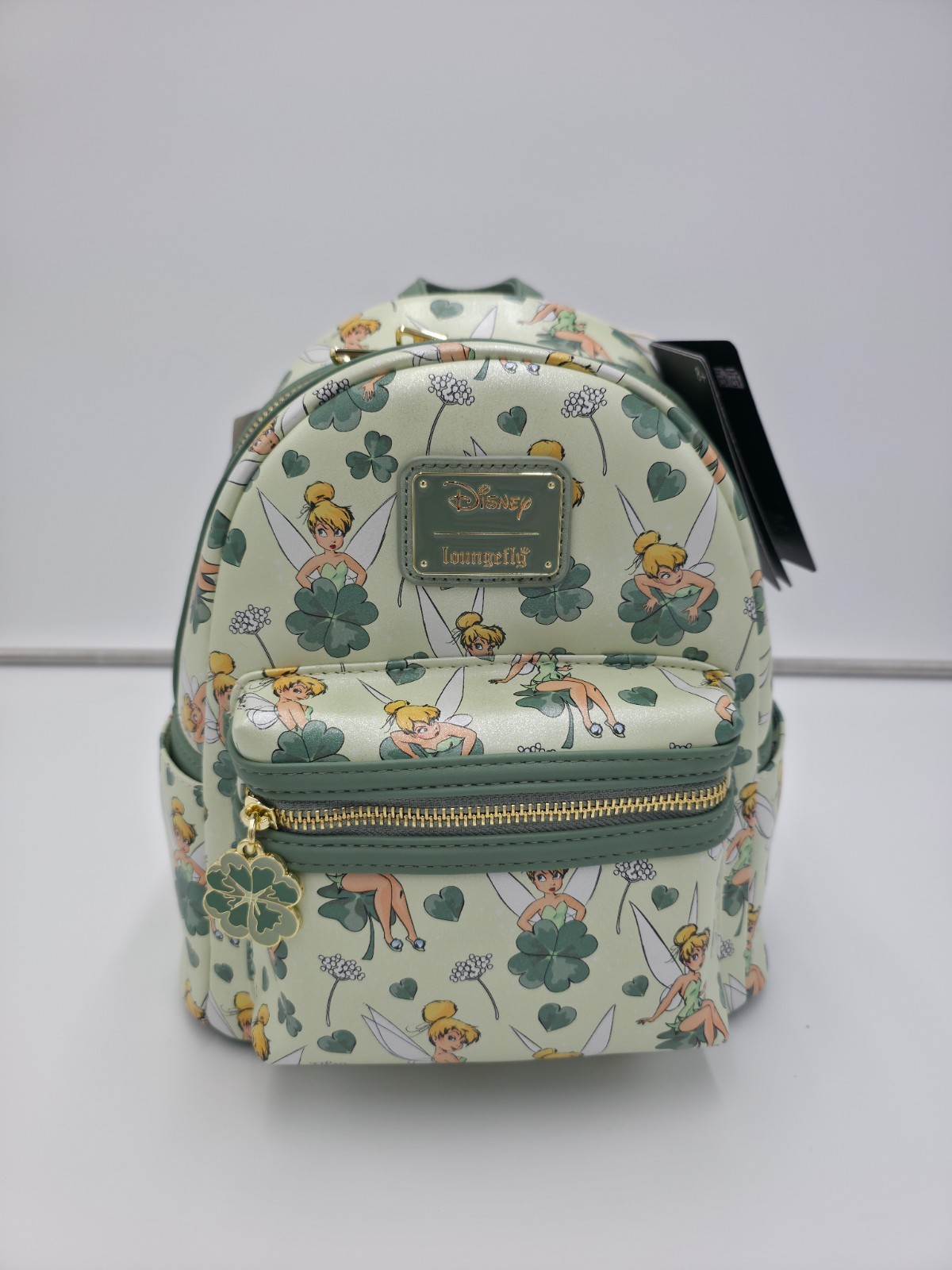 Loungefly Green Disney Peter Pan Tinker Bell Clover All-Over Print Mini Backpack