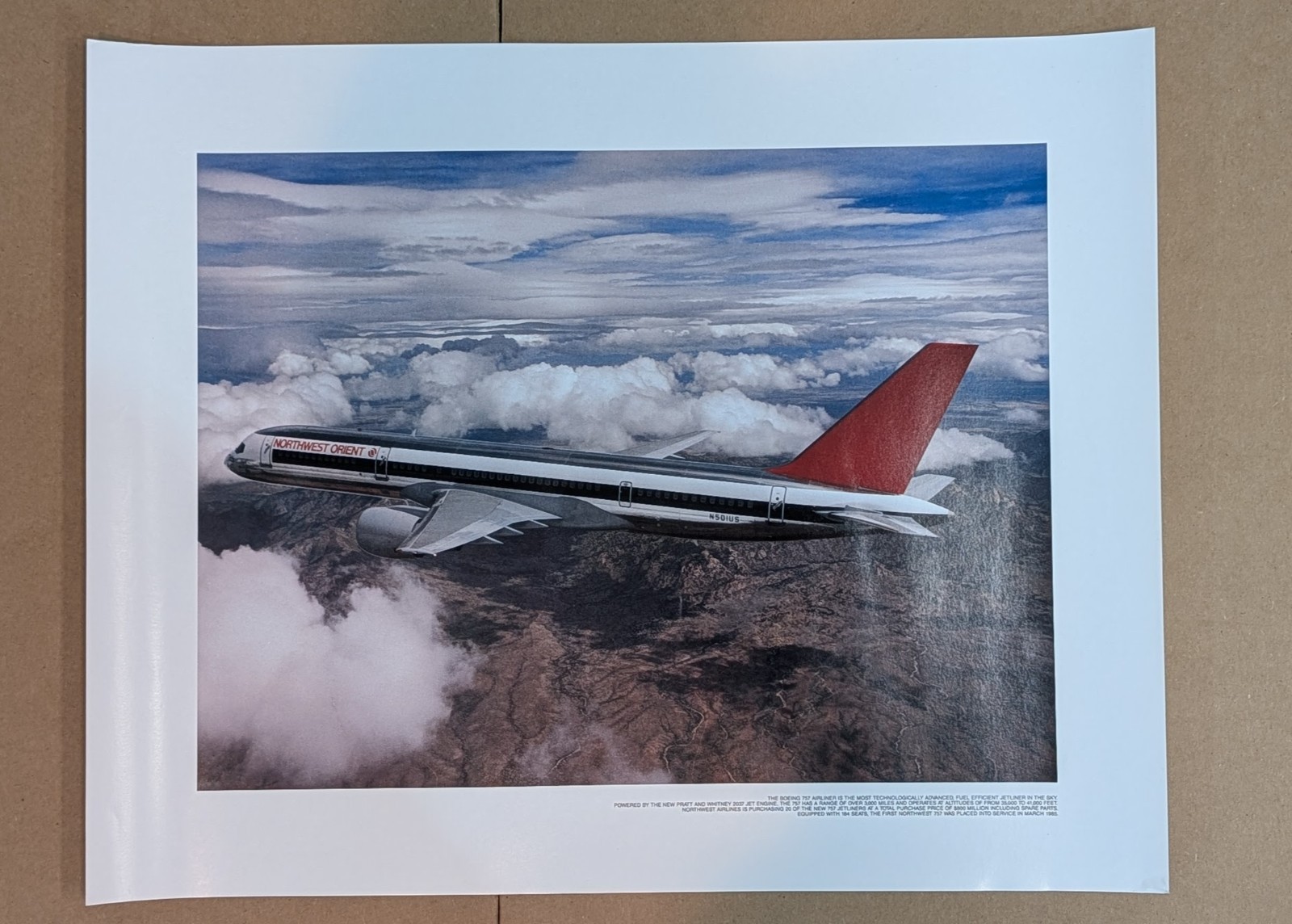 NORTHWEST ORIENT AIRLINES Boeing 757 Vintage 1980\'s Poster/Print 20x16