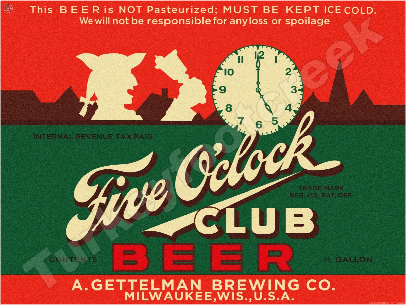 Five O'Clock Club Beer Label 9