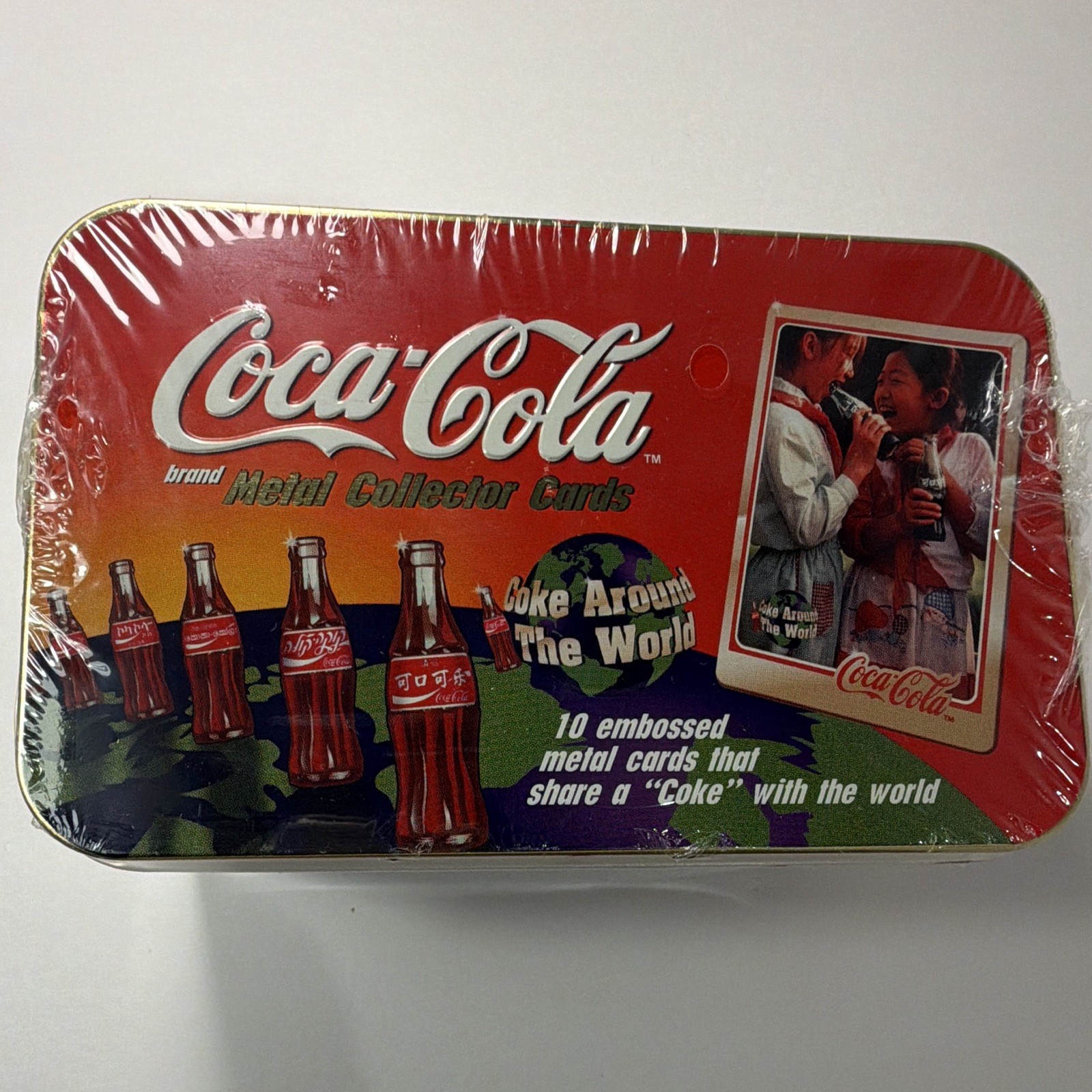 Coca-Cola Coke Around the World 10 Metal Collector Cards Tin Sealed Vintage