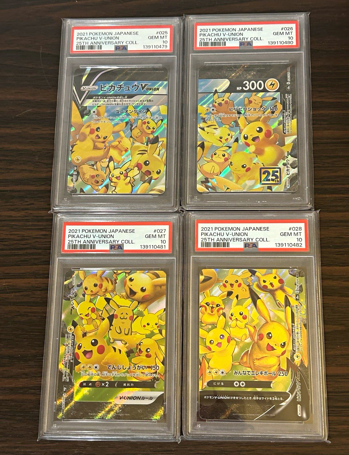 2021 Pokemon Japanese Pikachu V-UNION 25th Anniversary PSA 10 Lot of 4 #025-028