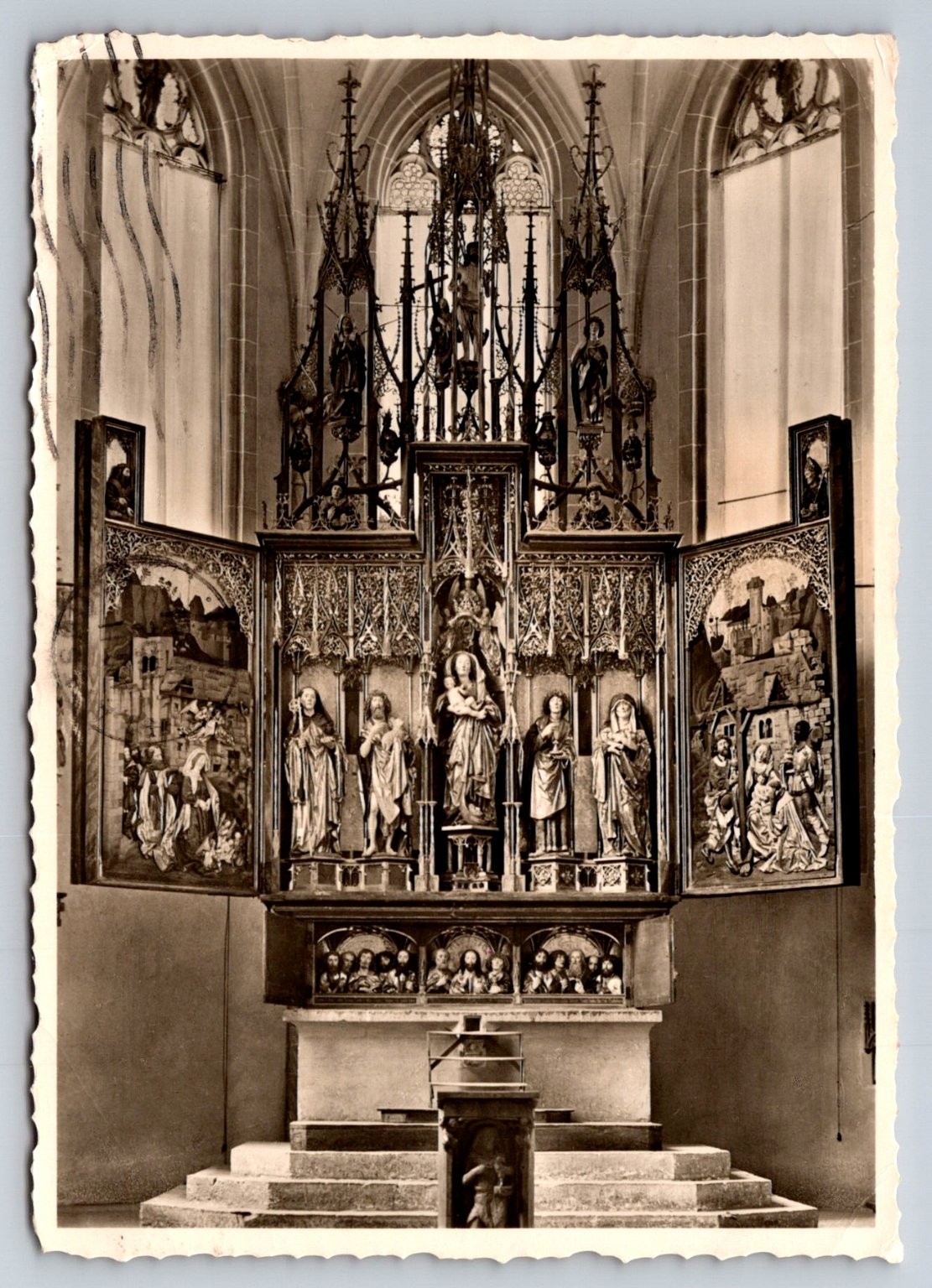 Blaubeuren Monastery High Altar Germany RPPC 1952 Posted Postcard