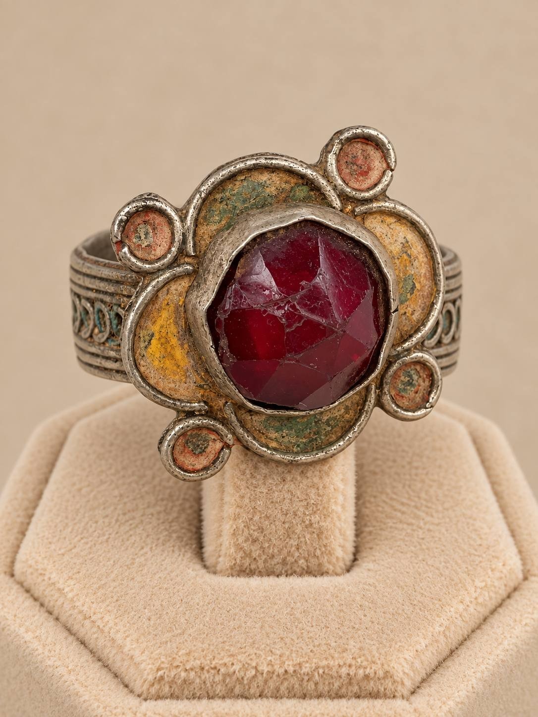 RARE ANCIENT VICTORIAN RING BRONZE ENGRAVED AMAZING RED STONE STUNNING ARTIFACT