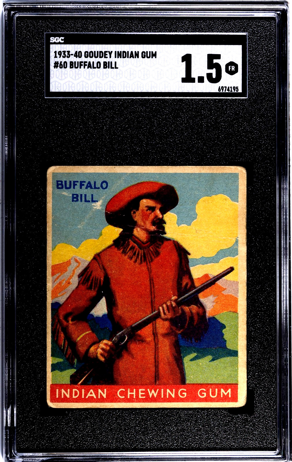 1933 Goudey Indian Gum Series of 96. # 60 Buffalo Bill SGC 1.5 1933 Goudey Indian Gum Series of 96. # 60 Buffalo Bill SGC 1.5