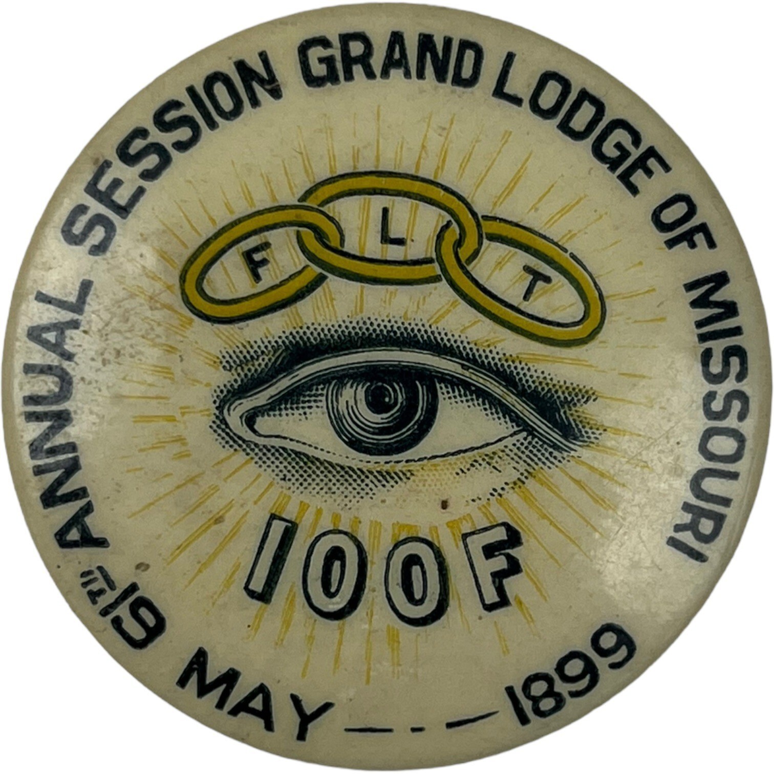 Vintage 1899 Grand Lodge Of Missouri 67th Annual IOOF Pinback Button Oddfellows