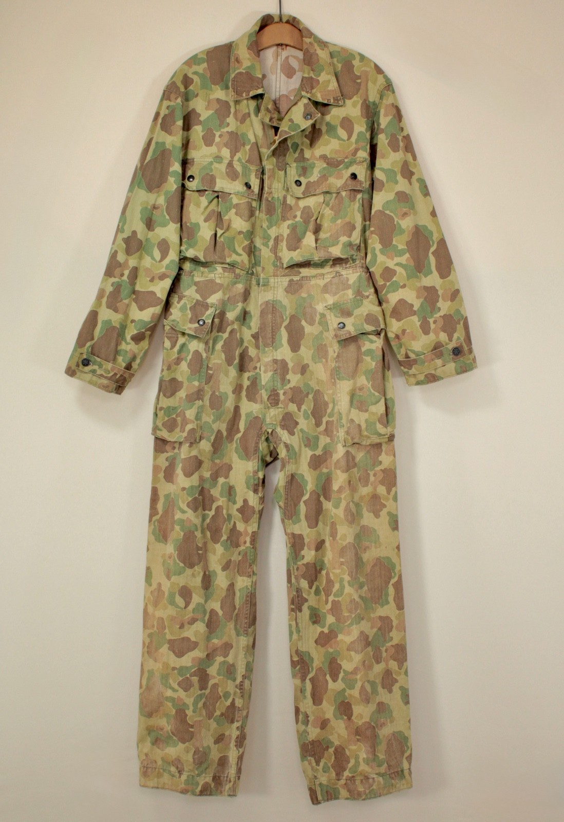 VTG WWII US Army or Marine Corps Frogskin Camo HBT Coveralls WW2 USMC
