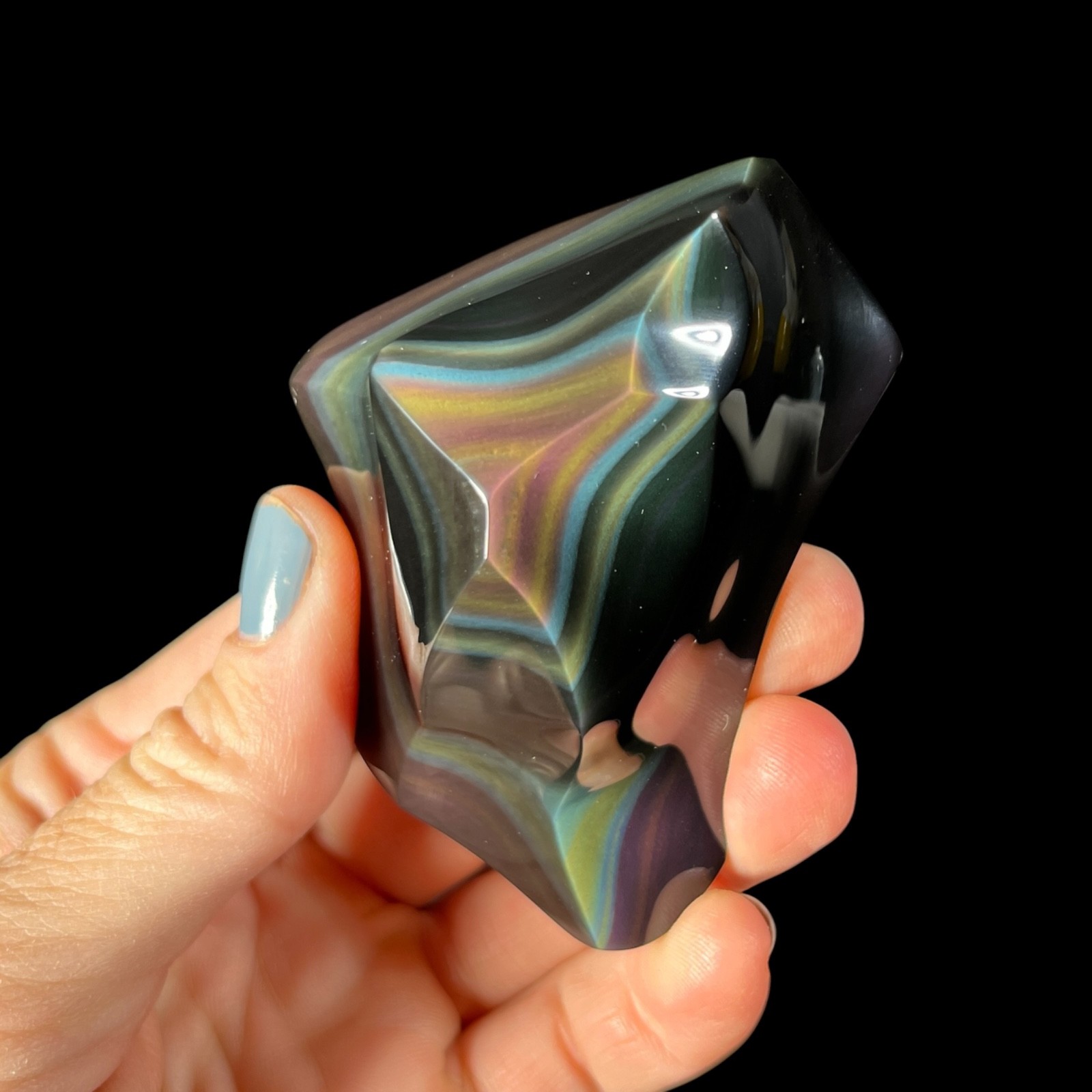 Natural Polished Rainbow Obsidian Freeform- Stunning Specimen 3.3oz (OBX107)