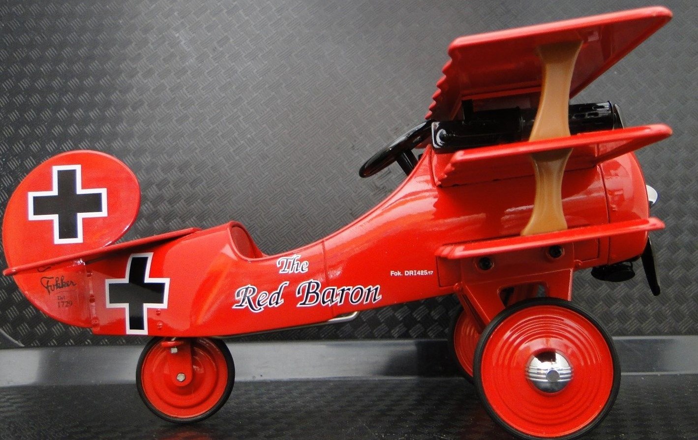 Vintage Mid-Century Modernism Red Barron Pre WW2 Plane Antique Metal Airplane