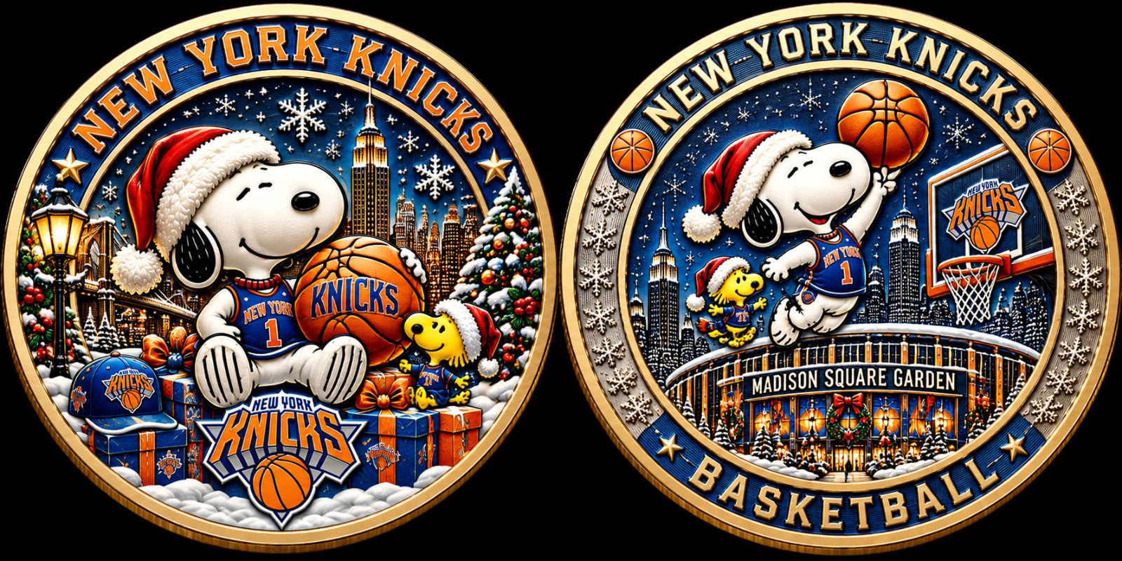 Snoopy NY Knicks Basketball Holiday Gold Challenge Commemorative Coin V1610263