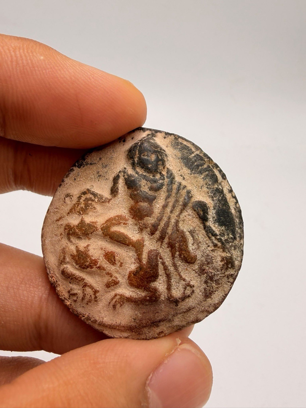 200 BC Ancient Rare Unique Carved Terracotta Wonderful Stamp
