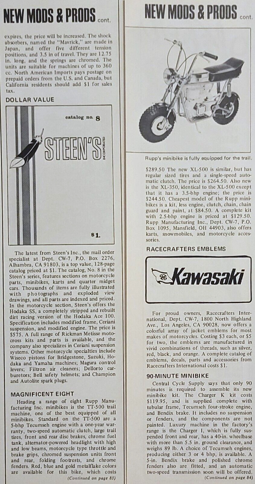 1968 Rupp TT500 Mini-Bike 2pg Motorcycle Article Tecumseh Engine