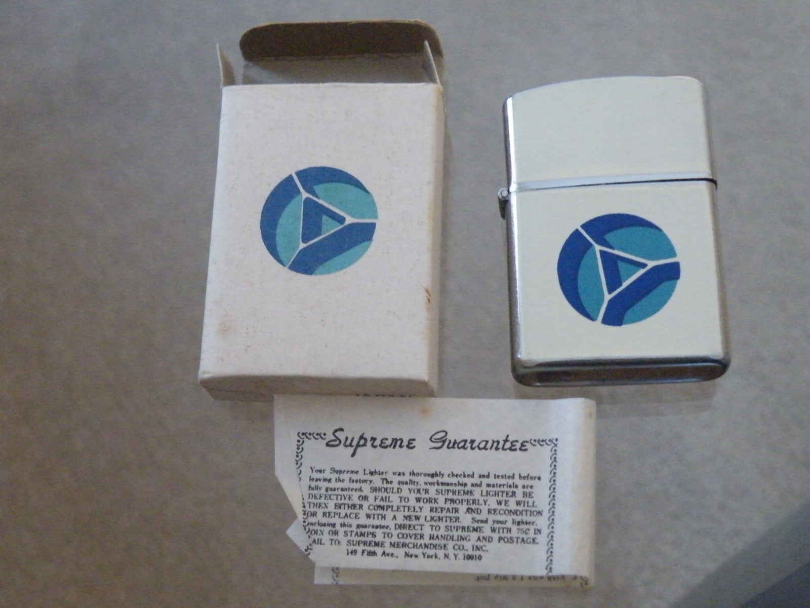 Vtg Flip Top Lighter True Blue & Green Cigarettes Advertising L.D.L. Japan w/Box