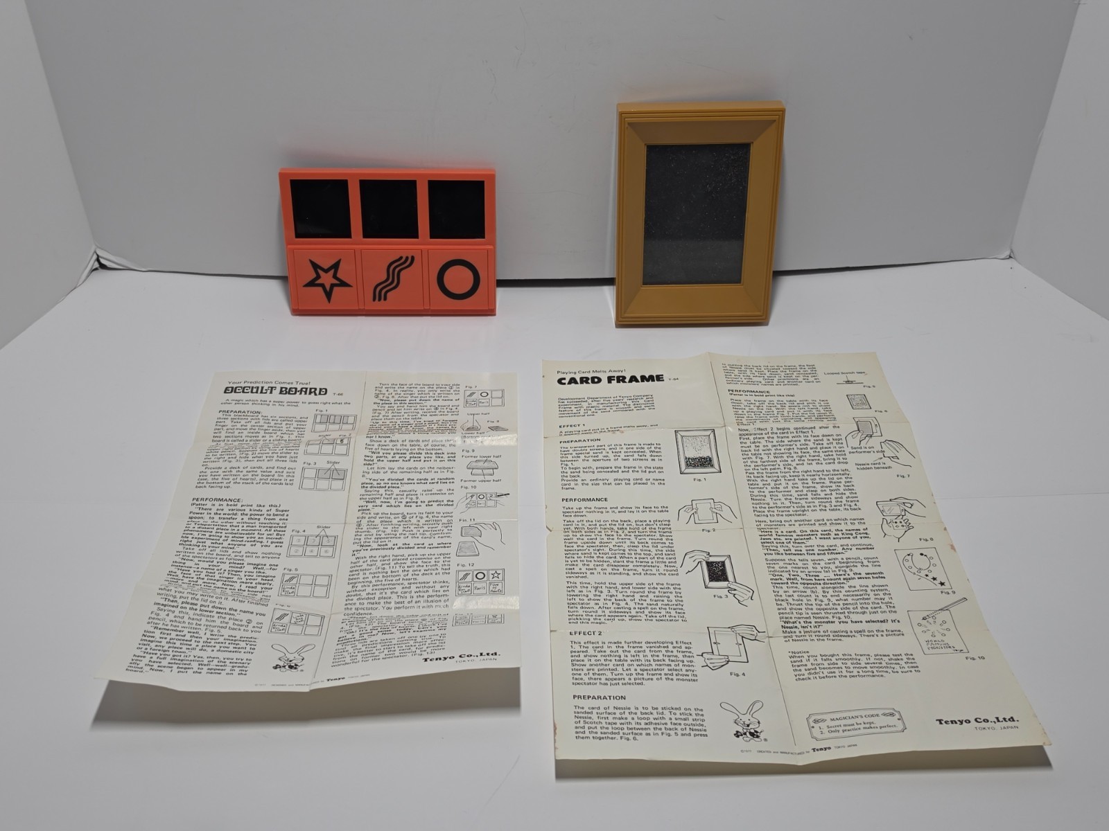 Vintage Lot of 2 Tenyo Occult Board T-66 Card Frame T-84 w/ Instructions 1977