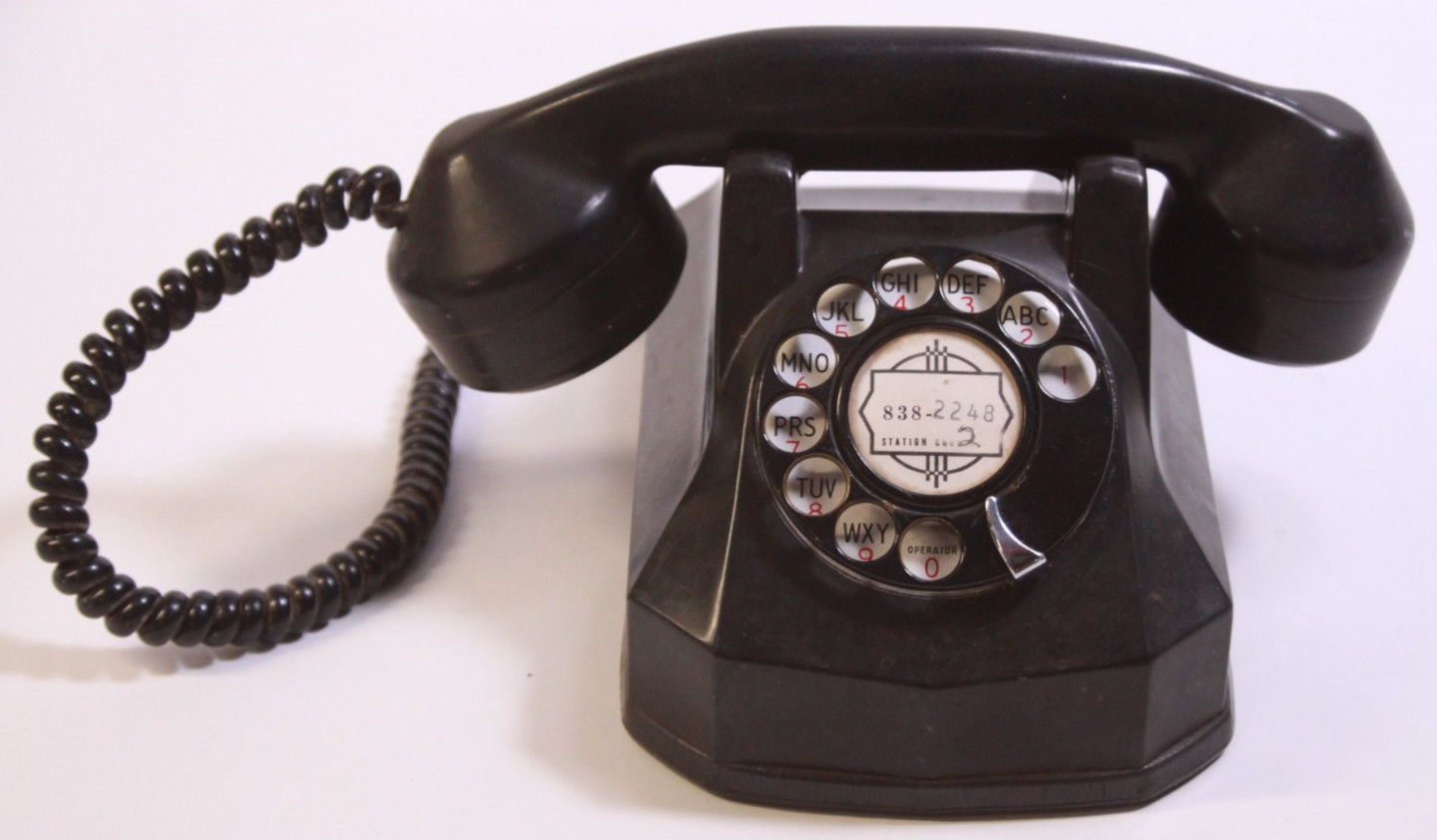 Vintage Automatic Electric Monophone Black Rotary Telephone Art Deco Untested