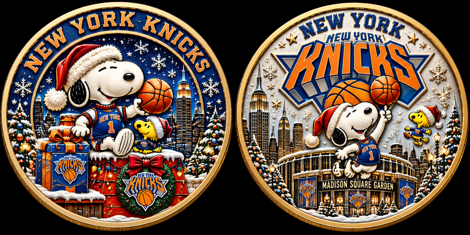 Snoopy NY Knicks Basketball Holiday Gold Challenge Commemorative Coin V1610262