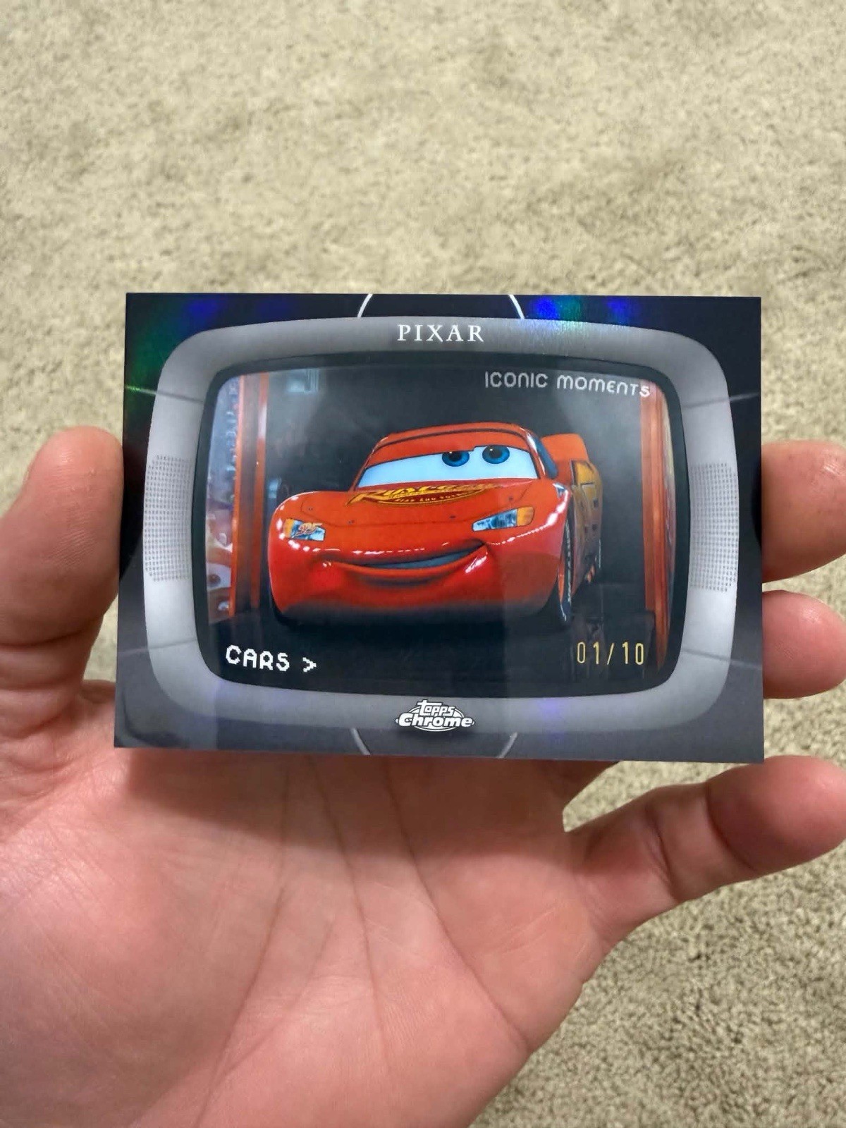 2026 Topps Chrome Disney Iconic Moments IM-13 Cars Lightning McQueen Black 1/10 