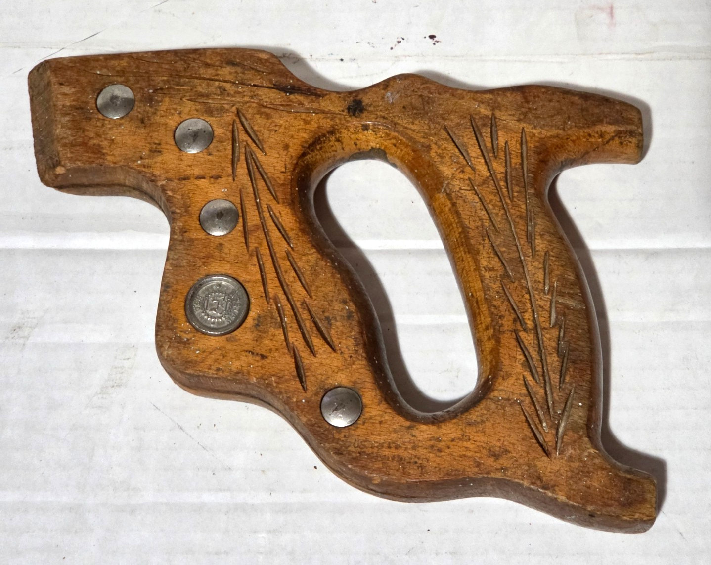Vintage Disston USA Hand Saw Wood Yandle  w/ 5 Screws