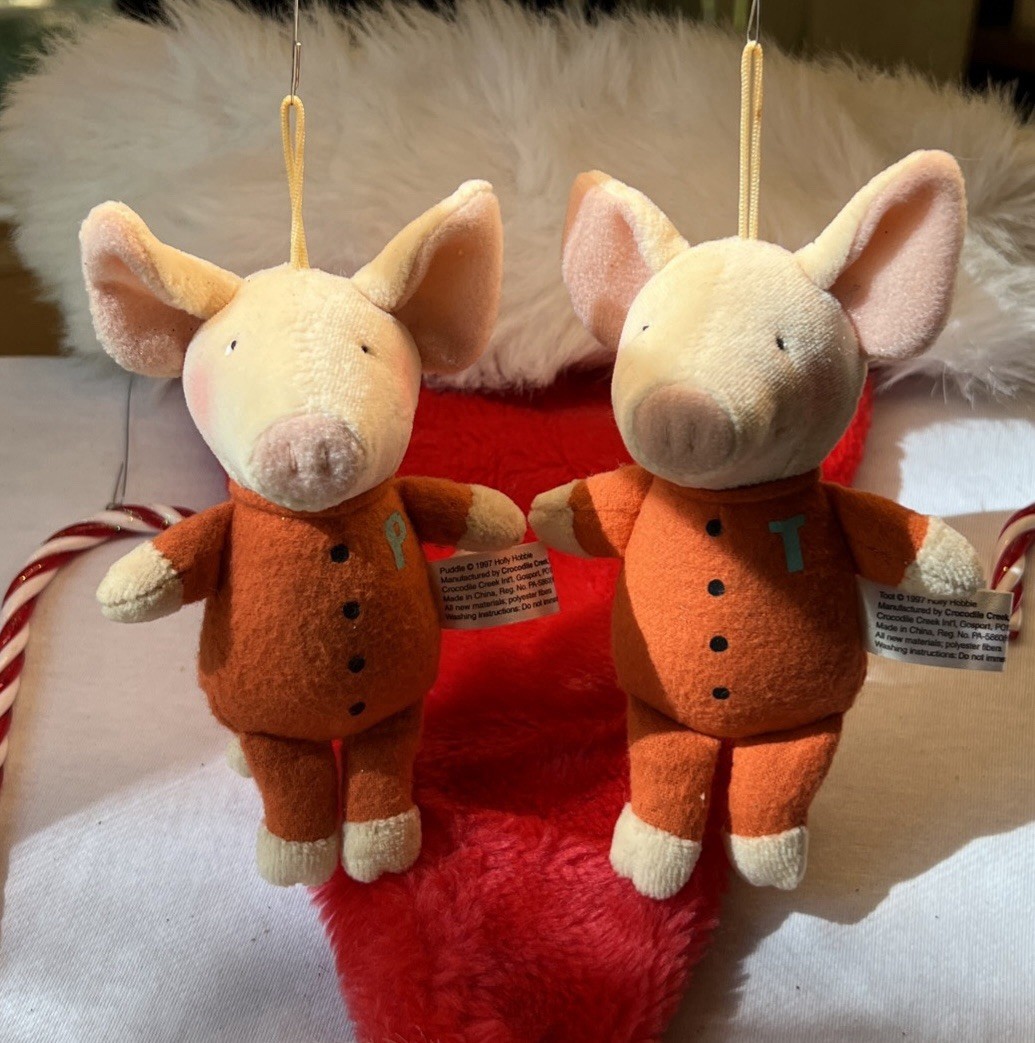 Toot &Puddle plush pig ornaments 1997 Holly Hobbie Crocodile Creek 5.5