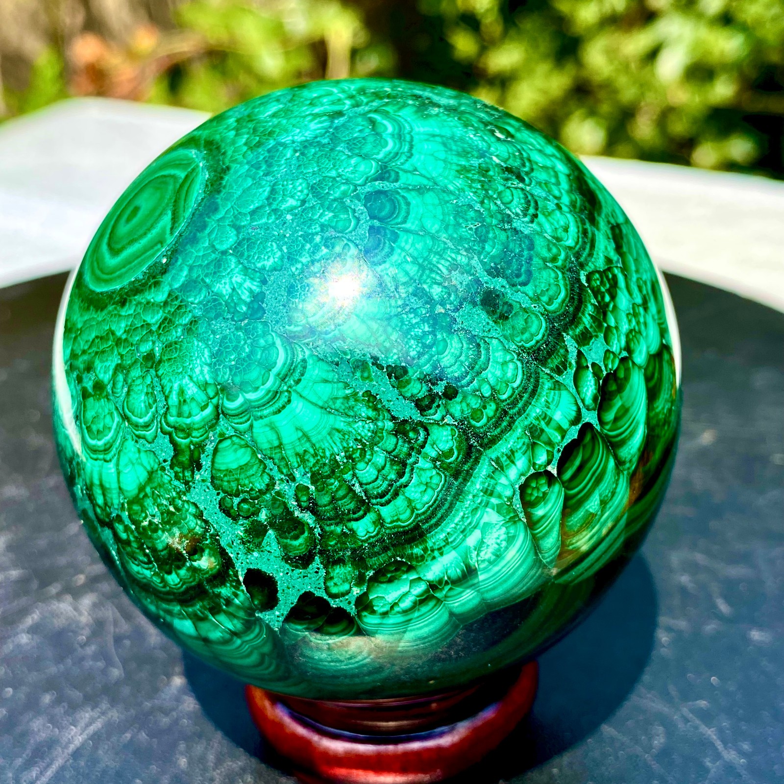 1.5LB  Natural malachite ball quartz crystal energy ball reiki healing