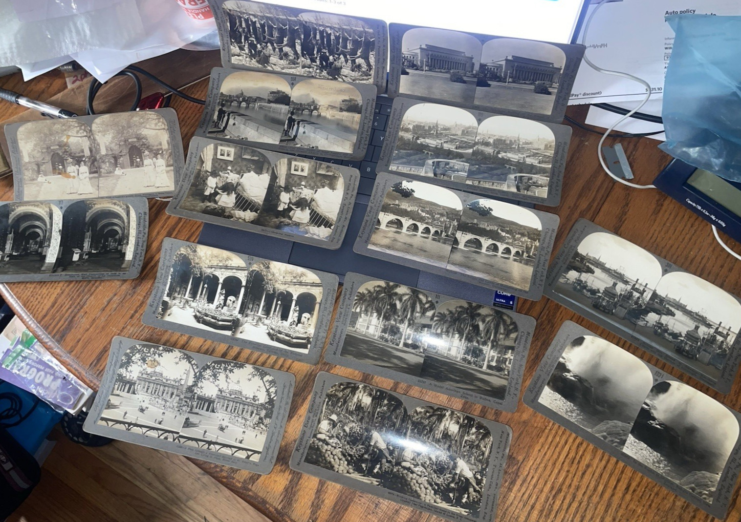 Lot  14 Antique Keystone Stereoview Cards 1920s World Travel Philippines Europe
