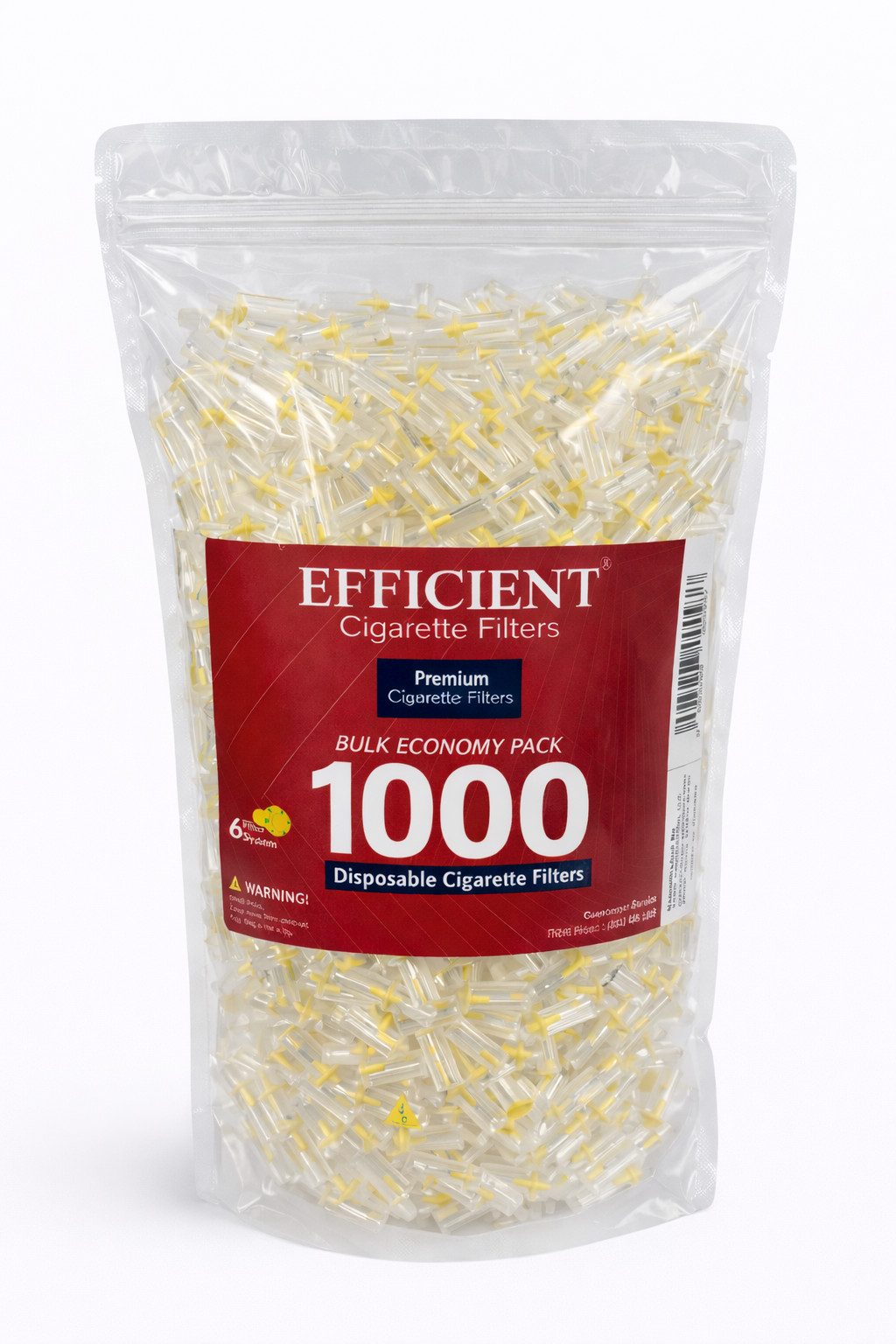 NEW EFFICIENT® Premium Cigarette Filters 6 holes Bulk Economy Pack 1000 filters