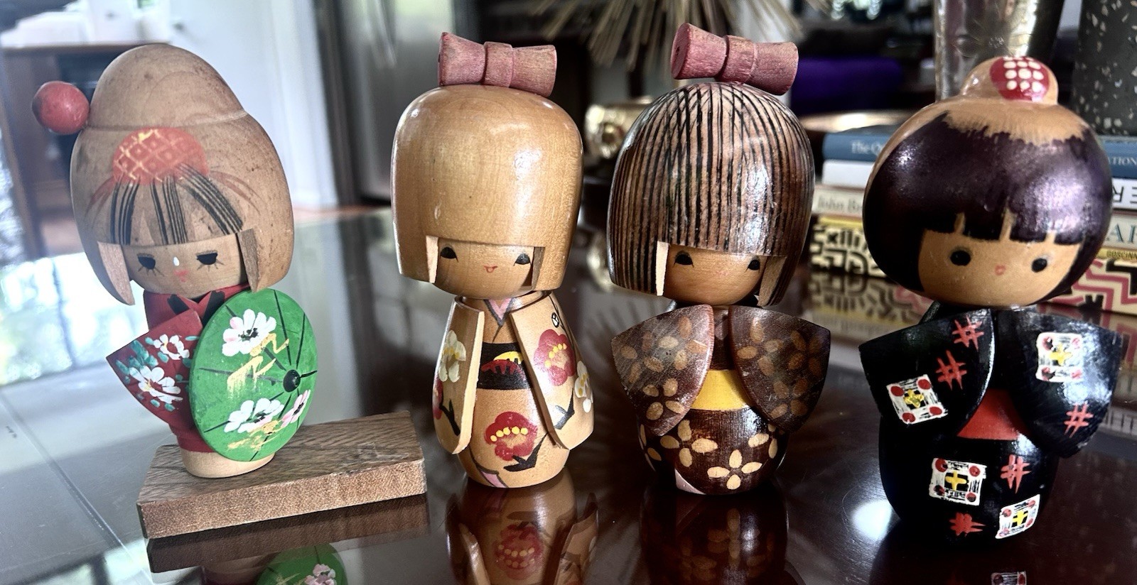 4 Vintage Japanese Creative Sosaku Kokeshi Dolls Lot Tomio Ishida Usaburo Signed