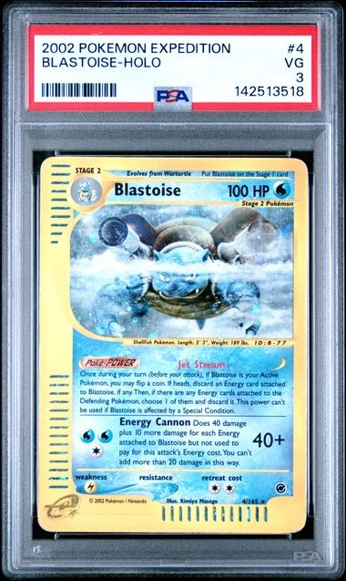 2002 POKEMON EXPEDITION #4 BLASTOISE-HOLO PSA 3
