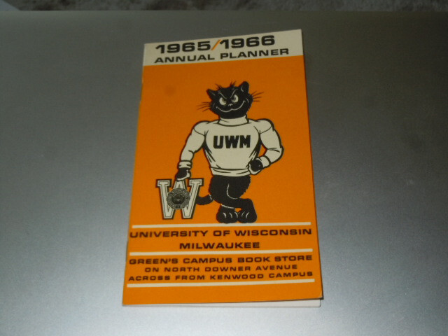 Vintage 1965/1966 Annual Planner. Univ. of Wisc. Milwaukee  Colad Co.  NOS