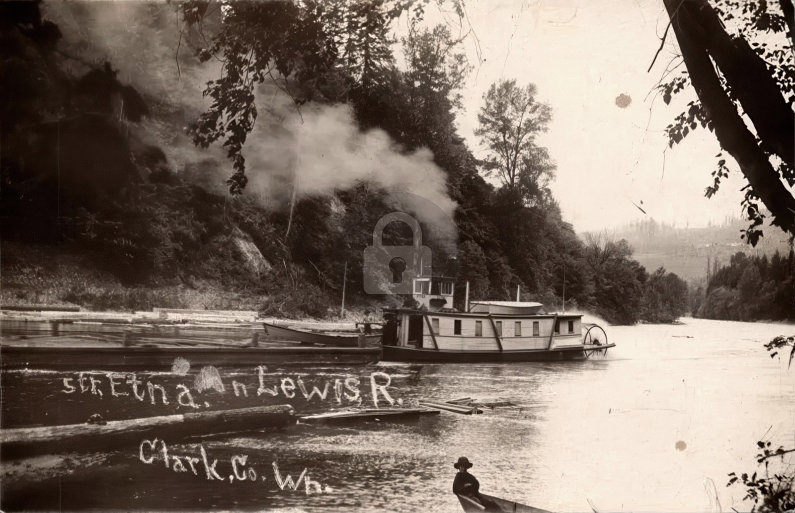 Lewis River Steamship Etna Clark County Washington Vancouver 1910s RPPC COPY