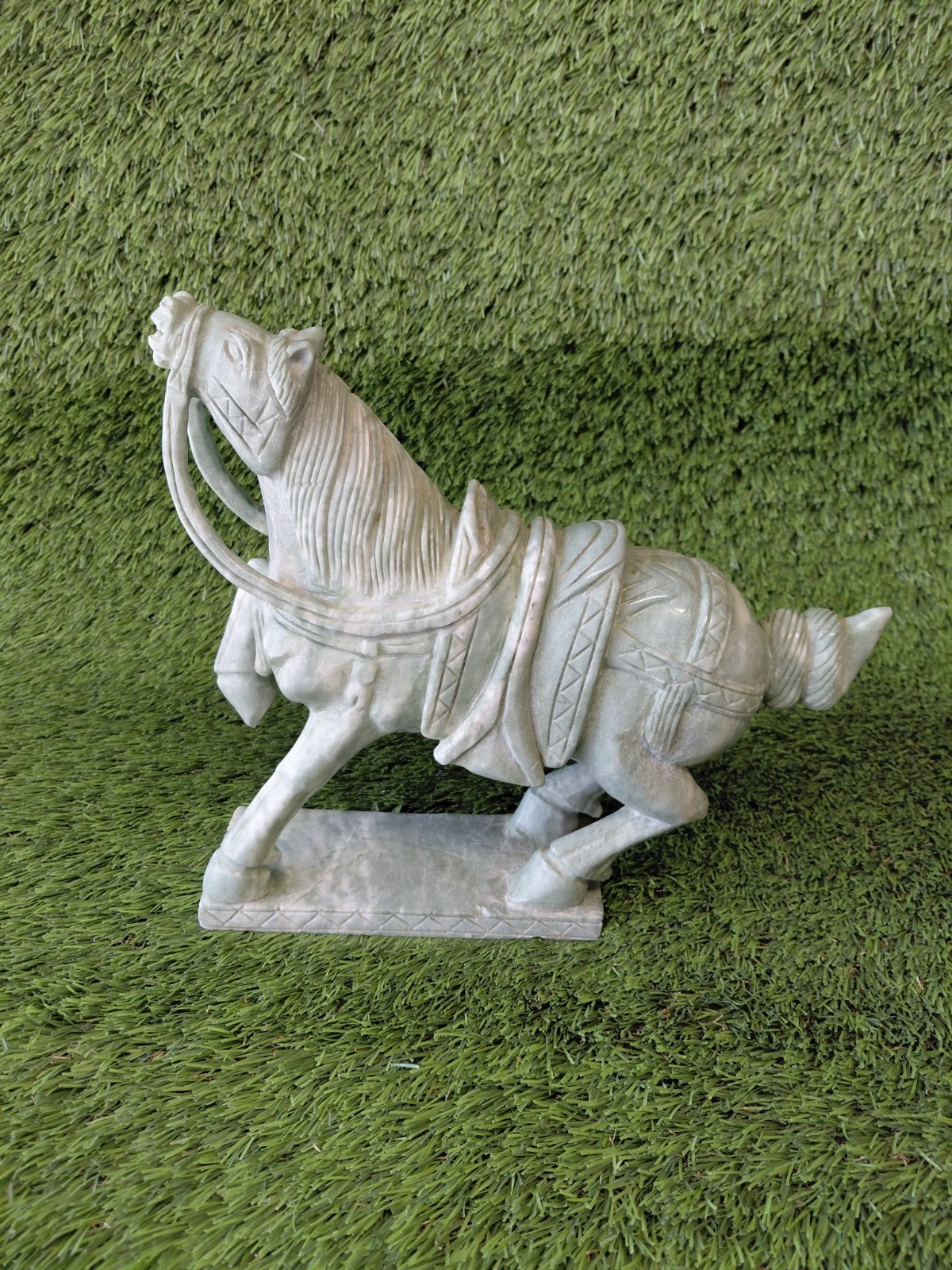 Chinese vintage handmade jade carved horse, exquisite carving craftsmanship