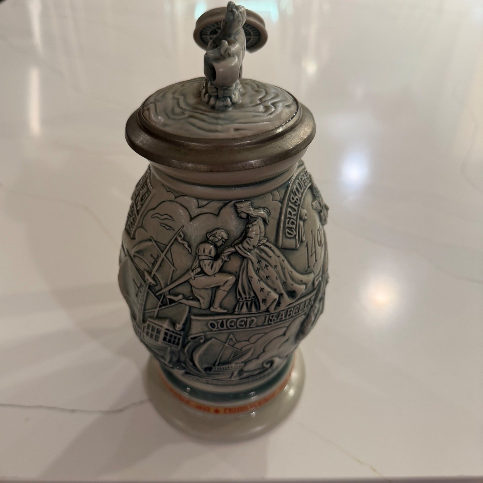 Vintage 1992 Avon Christopher Columbus New World Beer Stein Ceramarte Pewter Lid