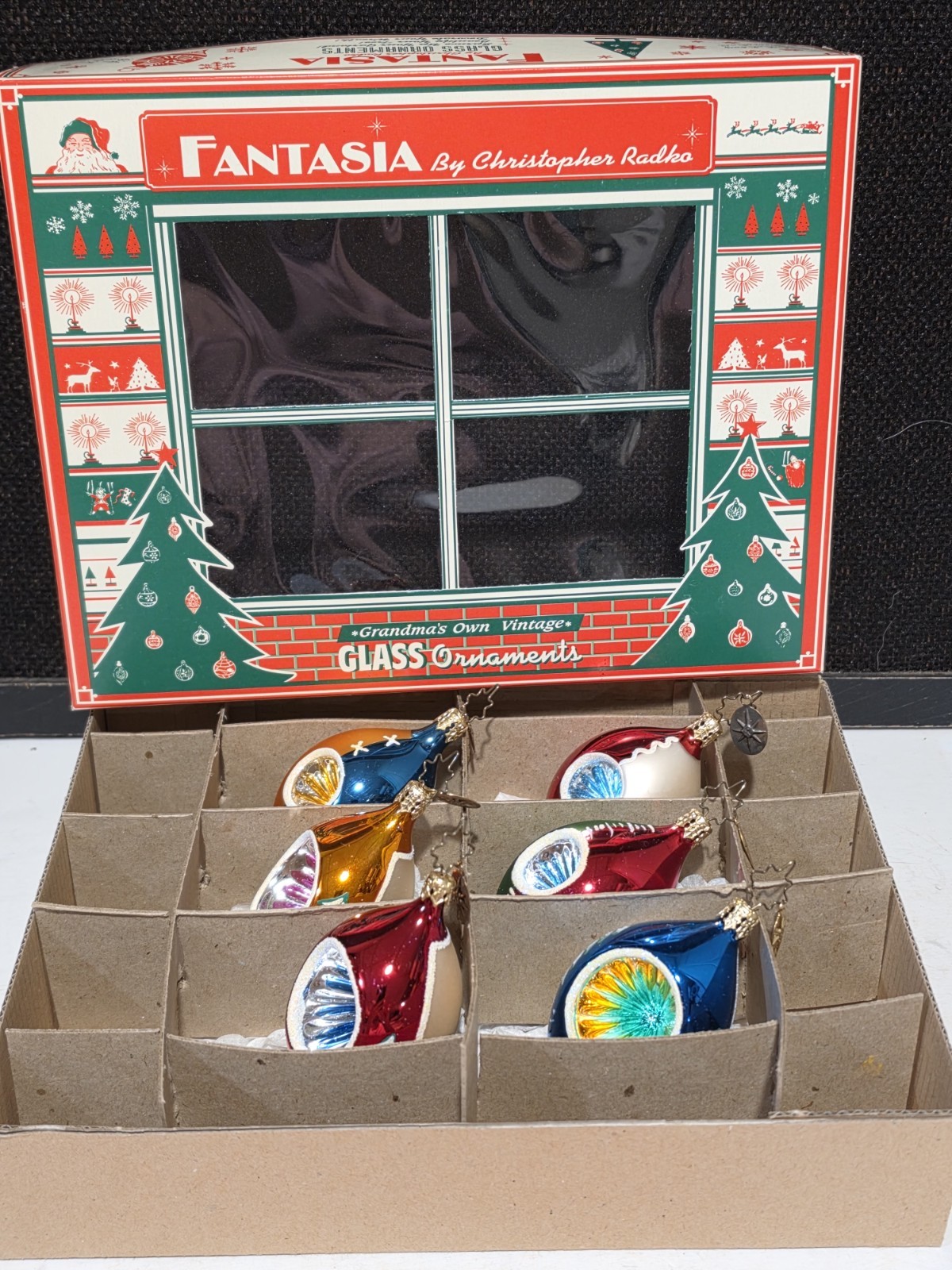 Christopher Radko Fantasia HANDPAINTED Christmas Ornaments Boxed Set of 6