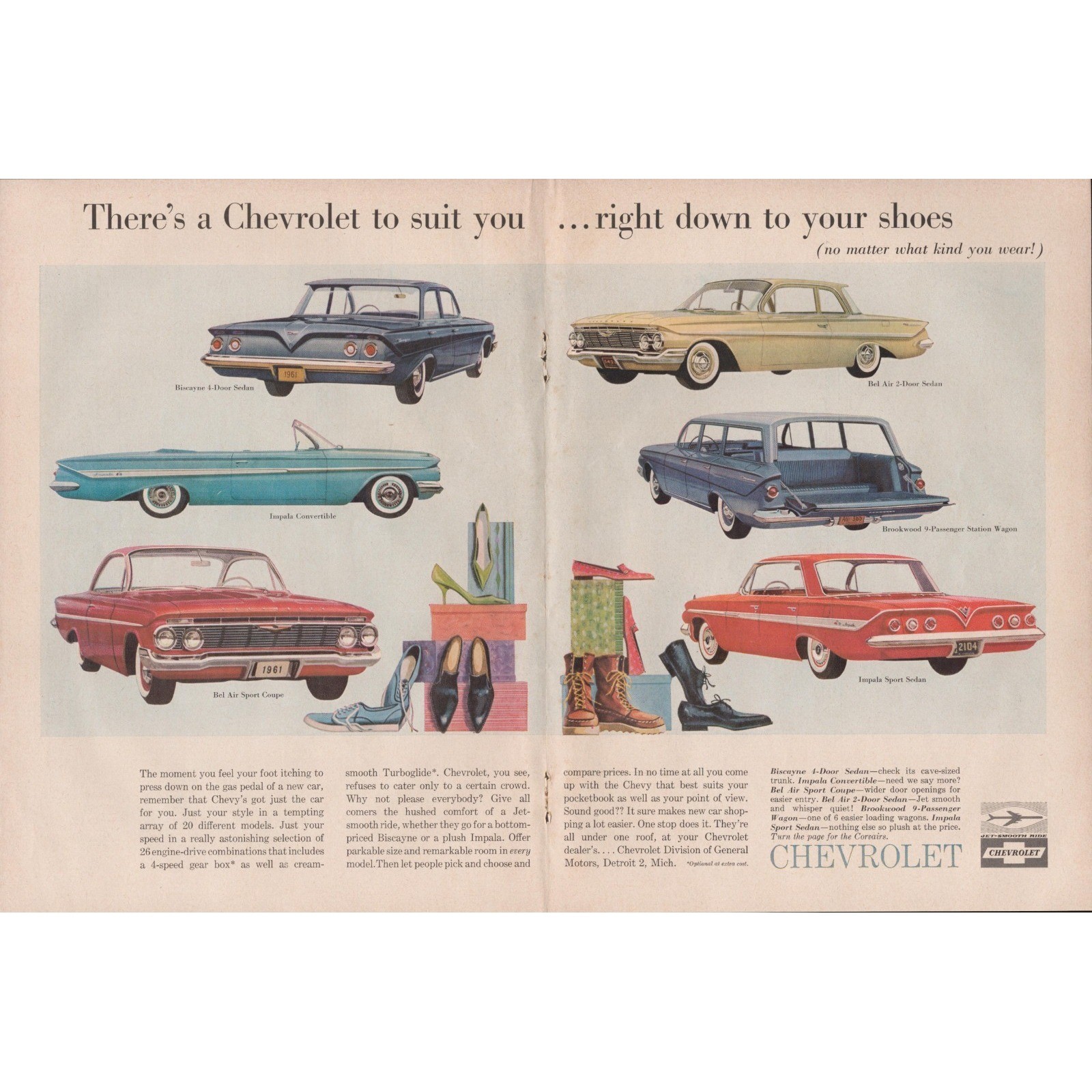 1961 Chevrolet Full Line Corvair Bel Air Impala Biscayne Vintage Print Ad