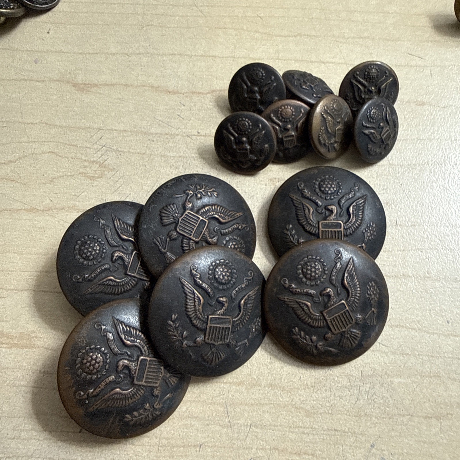 Antique WWI Military Service Buttons USA Great Seal American Button Co Newark NJ