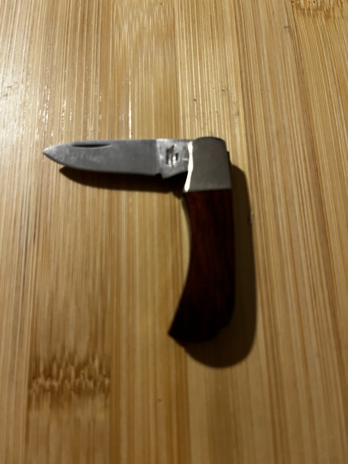 Vintage 1970s Parker USA Folding Pocket Knife Wood Handle Single Blade Collector